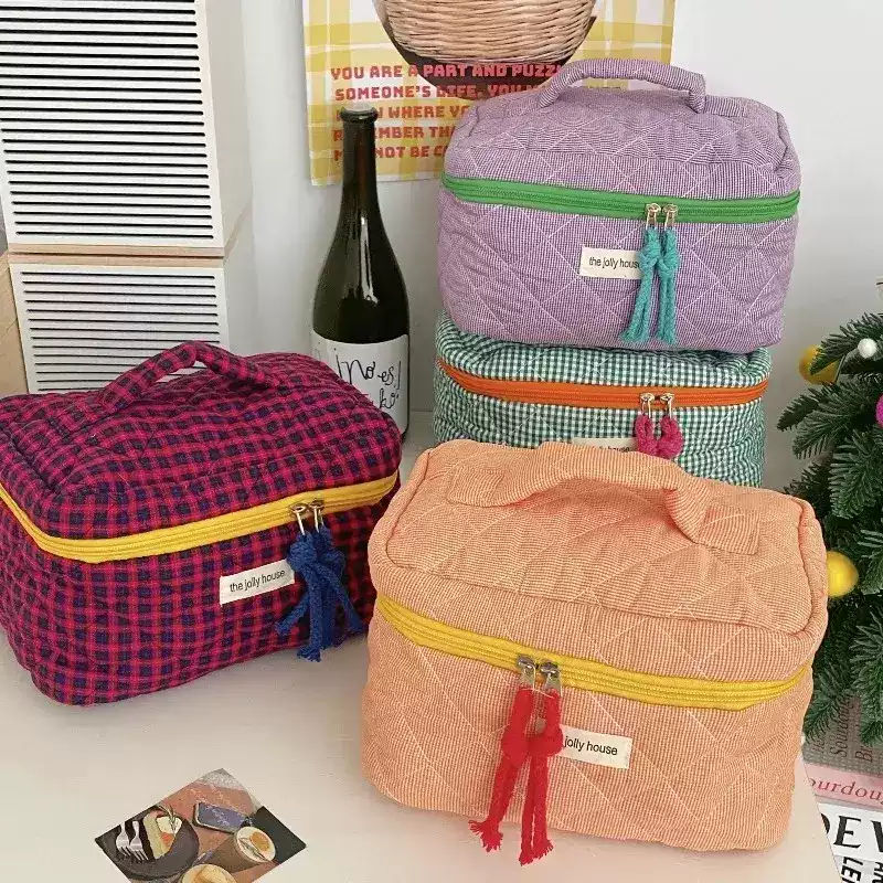 Skincare D'Alba - Ladies' Color Blocking Checkered Makeup Bag
